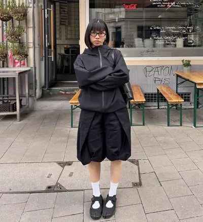 Customer photo of the black moon shorts layering piece